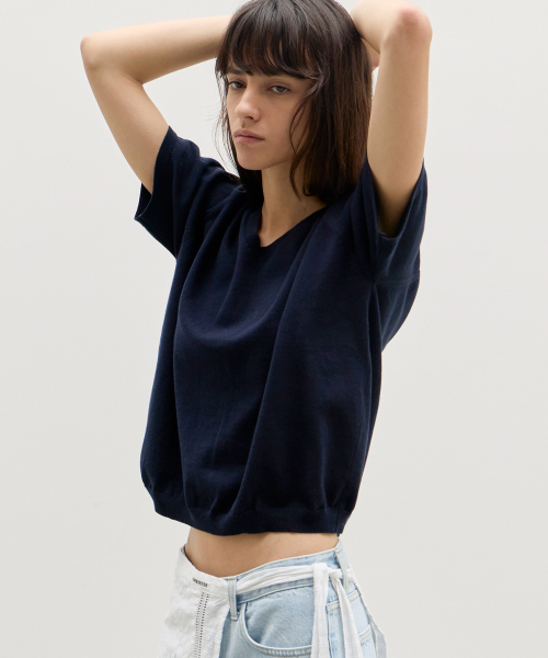 Fresh Cotton V-Neck Knit - Classic темно-синий