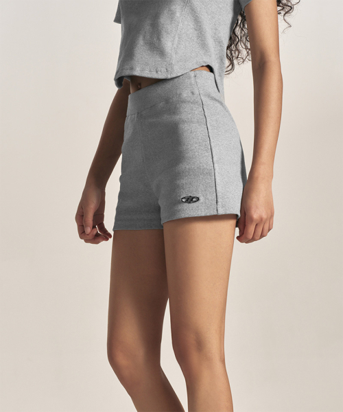 W B PENDANT RIBBED HALF SHORTS [MELANGE GREY]