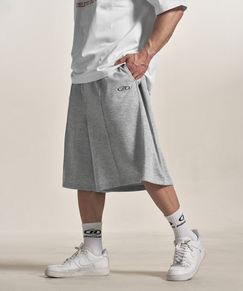 SILVER B-SOFT TOUCH SIDE TWO TUCK BERMUDA PANTS [MELANGE GREY]