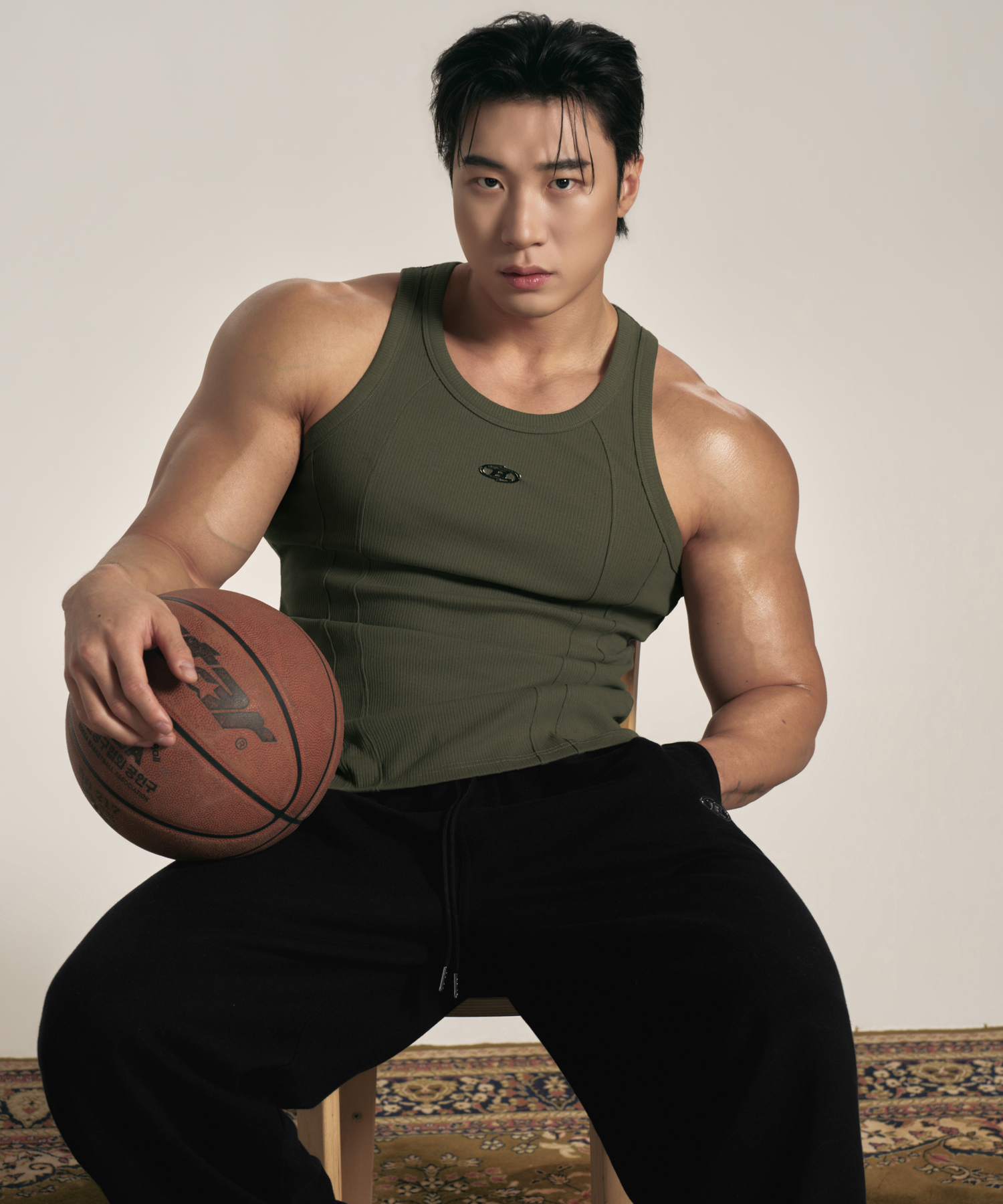 B PENDANT CUT LINE SLEEVELESS [KHAKI]