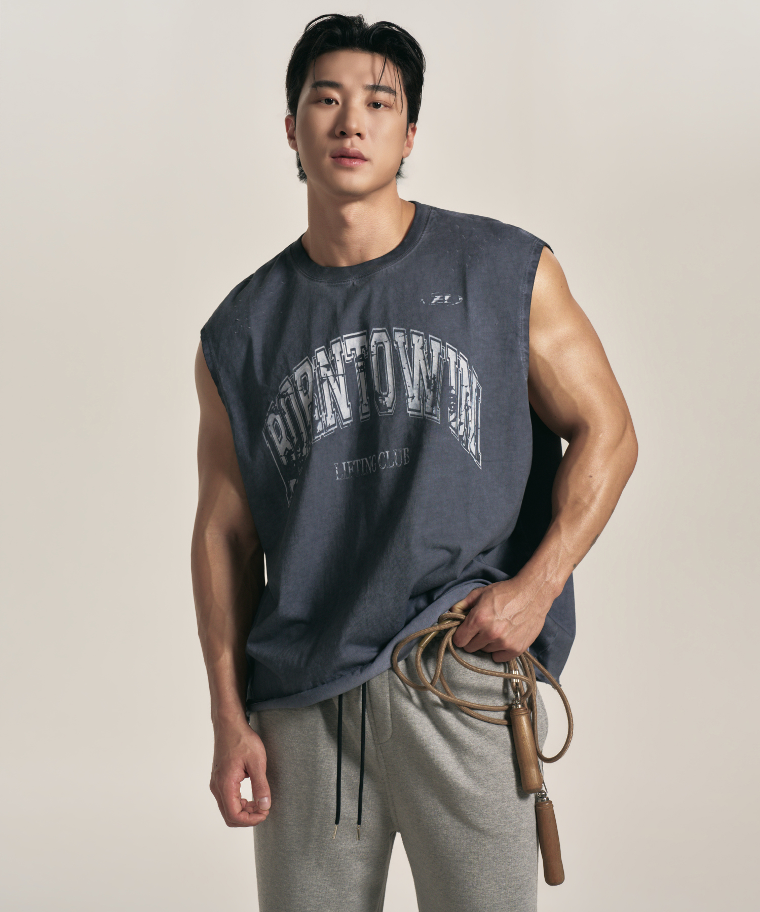 CRACK LOGO GARMENT DYED SLEEVELESS [темно-синий]