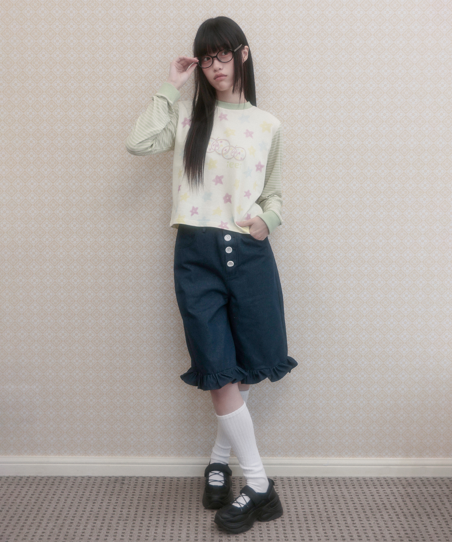 Frill Button Bermuda брюки