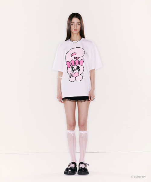 ESTHER BUNNY X AS IF CALIE BUNNY GRAPHIC OVERSIZED T-рубашка белый