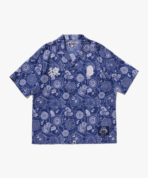 Рубашка Japanese Indigo Art Camo с открытым воротником (M) INDIGO