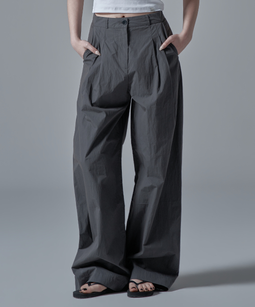 Широкие нейлоновые брюки W1144_Charcoal