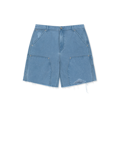 HERINGBONE RAW CUT DENIM шорты IN LIGHT синий