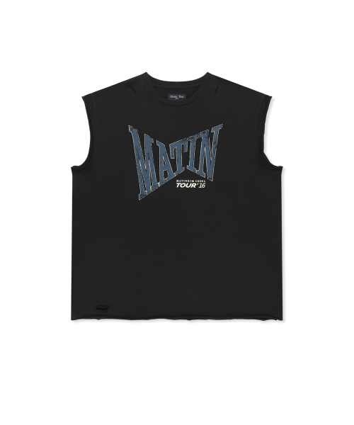 RAW EDGE CUT OUT SLEEVELESS TOP FOR MEN IN черный