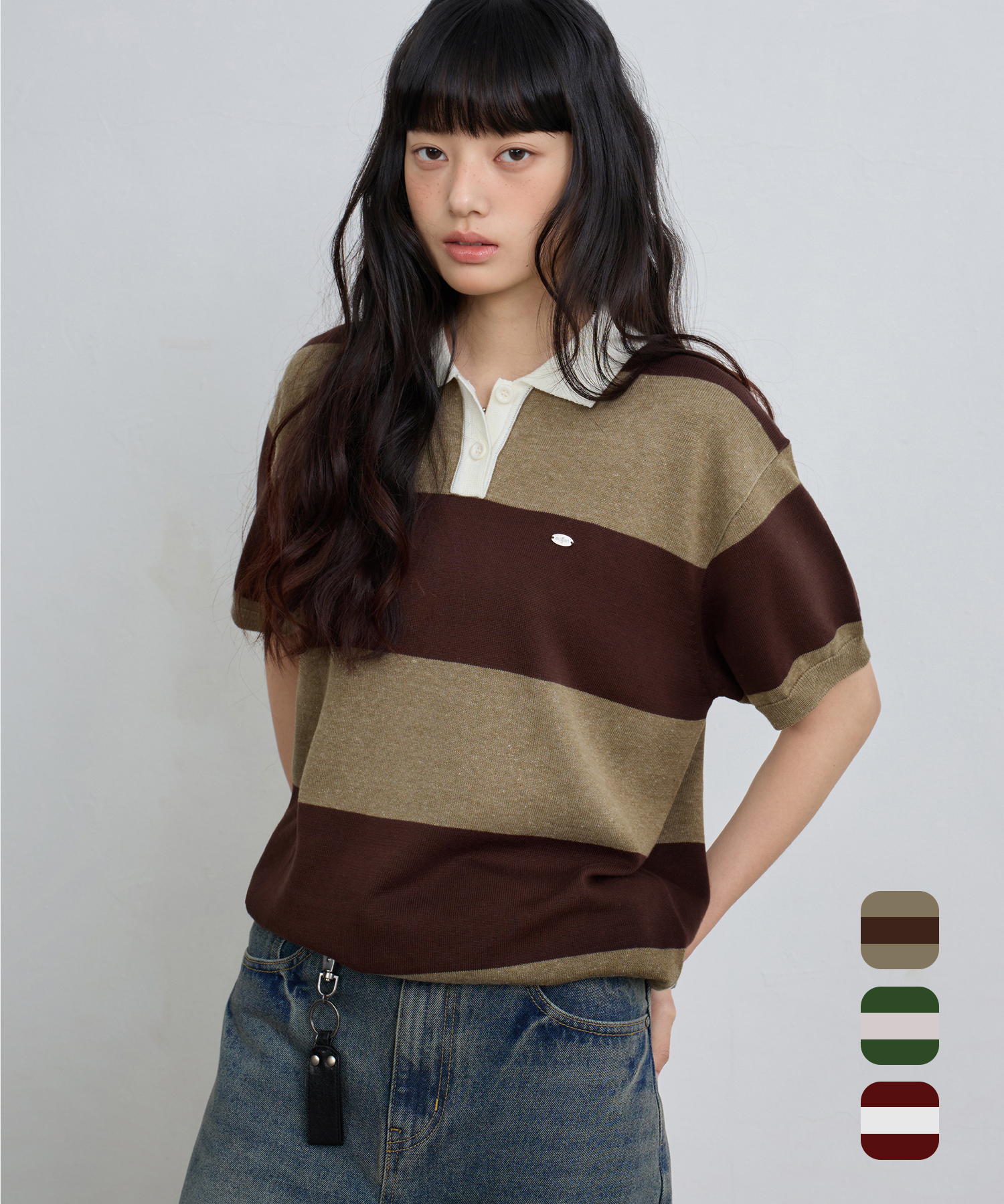 ESSENTIAL STIRPE HALF KNIT_3 COLOR
