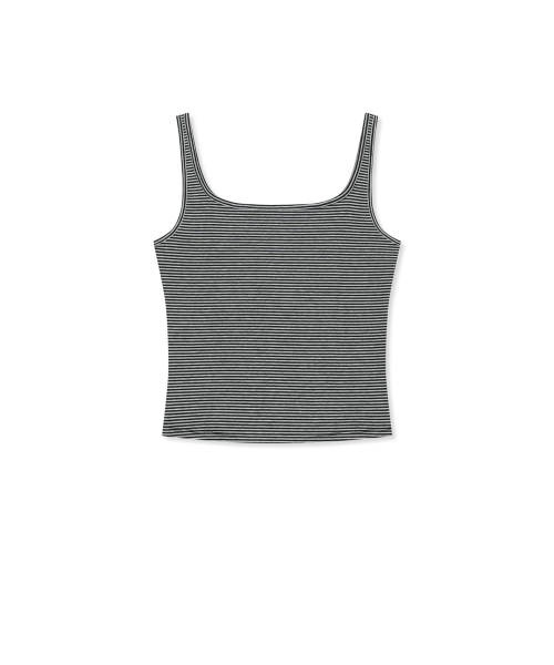 SQUARE NECK CROPPED TANK TOP IN черный