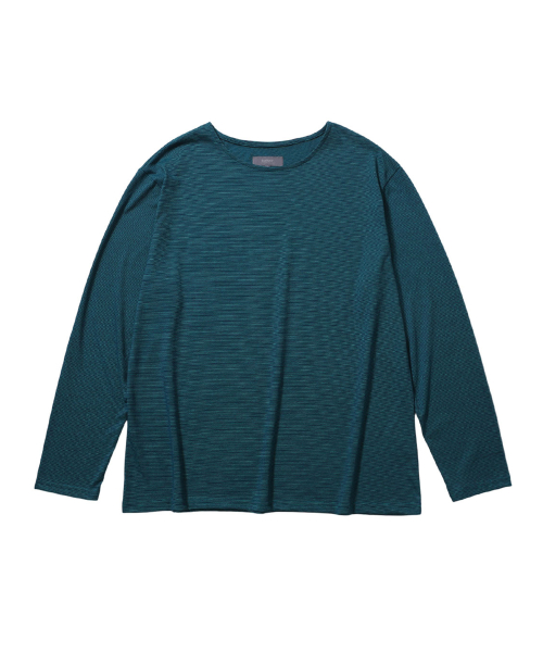 BOAT NECK LONG SLEEVE (PINSTRIPE DEEP OCEAN)