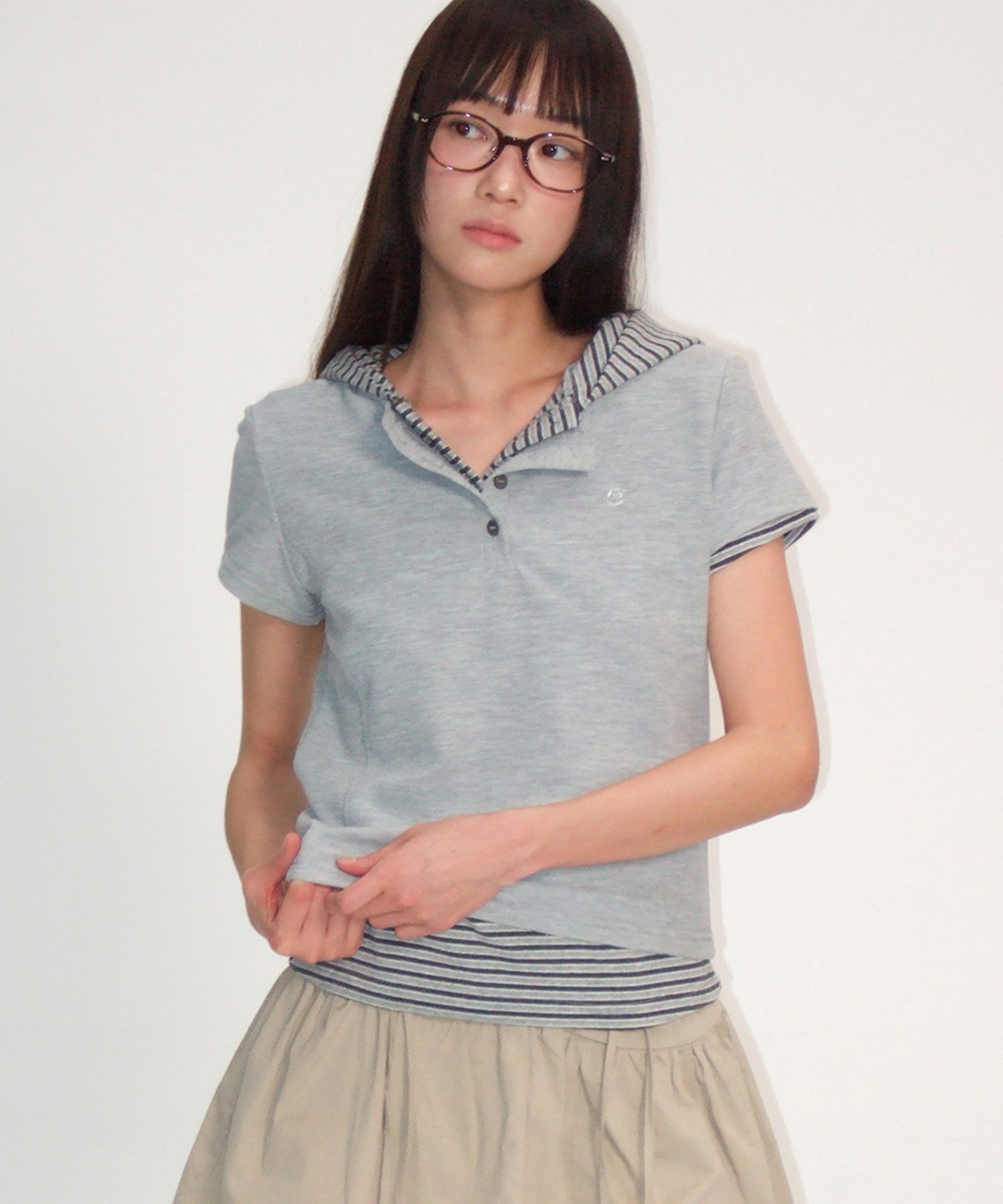 Комплект из худи и футболки Stripe Waffle Logo [Grey]
