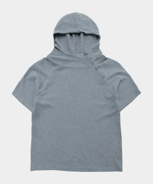 Мягкое вафельное худи с коротким рукавом и кнопками Charcoal
