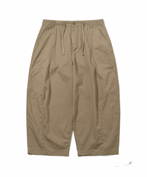 Широкие хлопковые брюки на завязках Ash Khaki