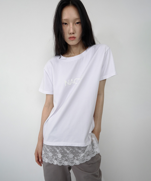 FORM LOGO LACE T-SHIRT WHITE