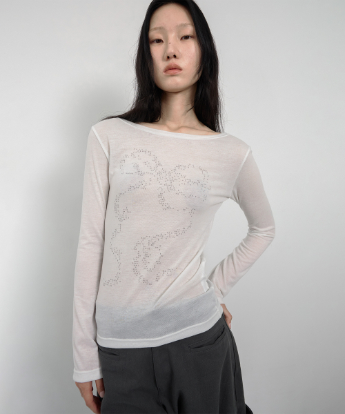 RIBBON TYPO LONG SLEEVE IVORY
