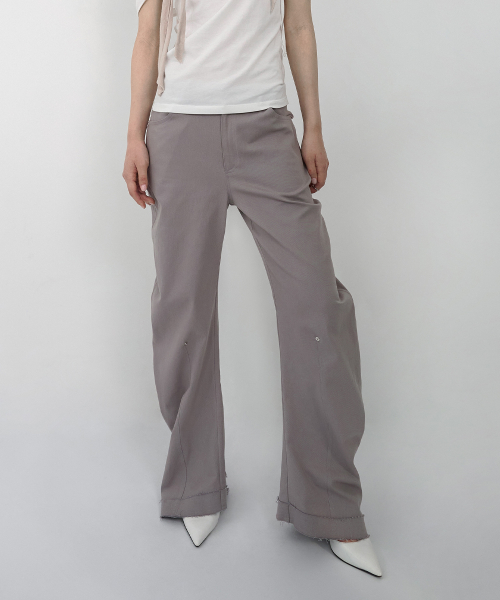 RAWCUT CURVED PANTS (UNISEX) ASH BEIGE