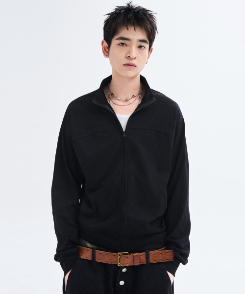 슬림핏 라이트 저지 집업 [블랙]