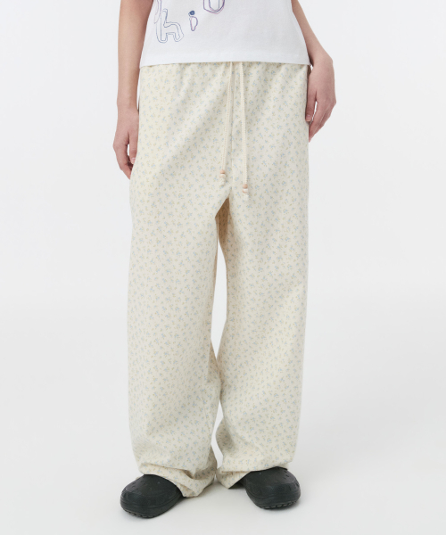 오헤시오(OHESHIO) FLORAL WIDE BANDING PANTS, WHITE - 사이즈 & 후기