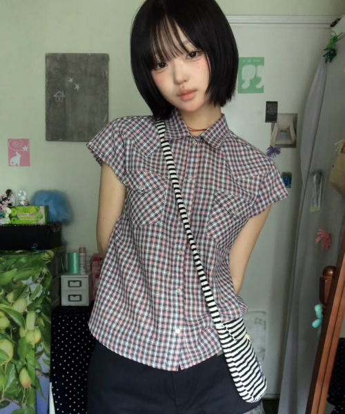 LAYERED WESTERN CHECK SHIRT, NAVY