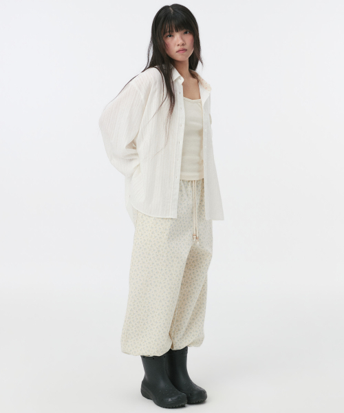 SHEER OVERFIT COTTON SHIRT, WHITE