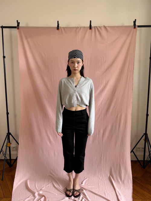 Bona Crop Cardigan Cloud Grey