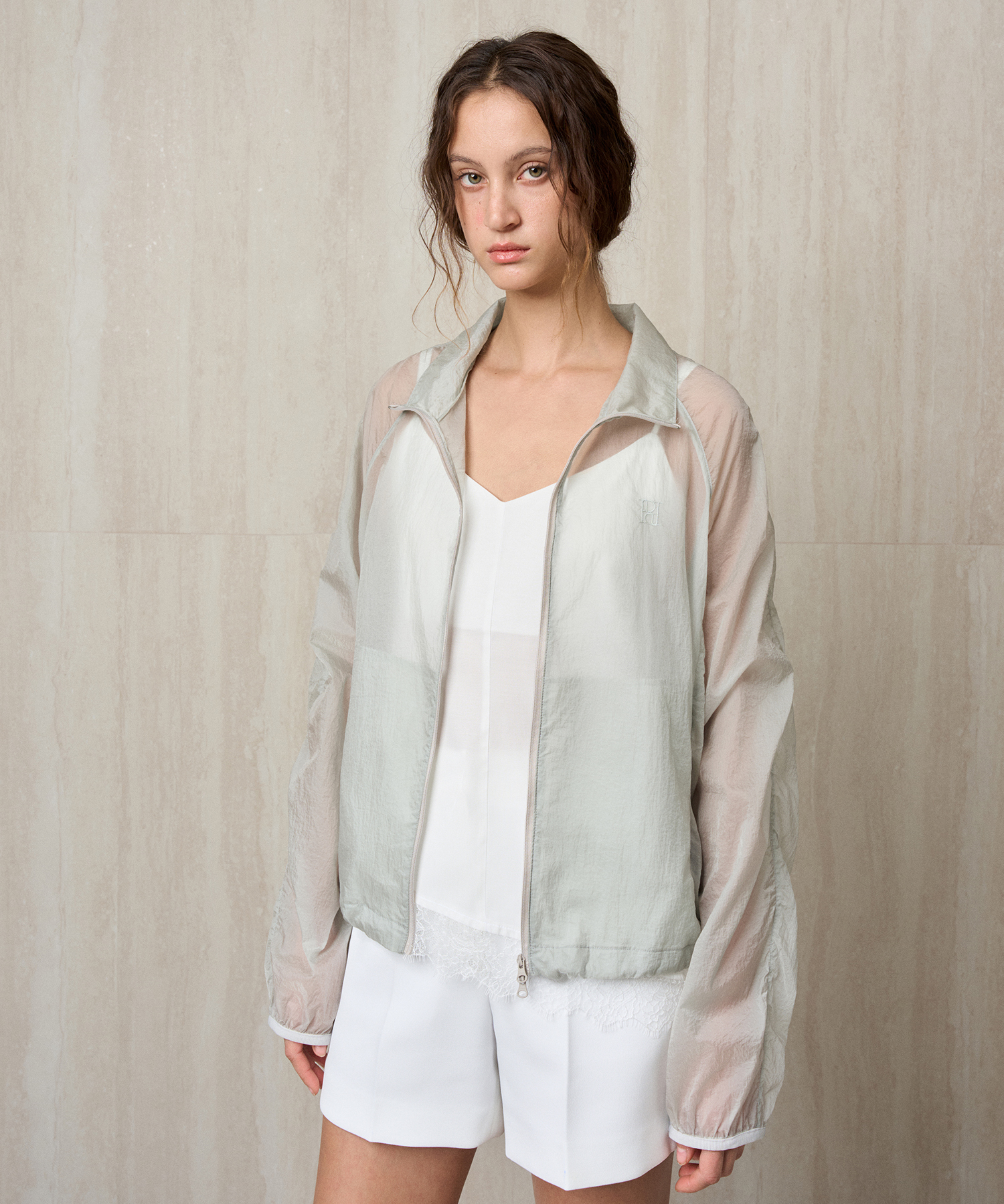 SHEER WINDBREAKER JACKET SEASALT