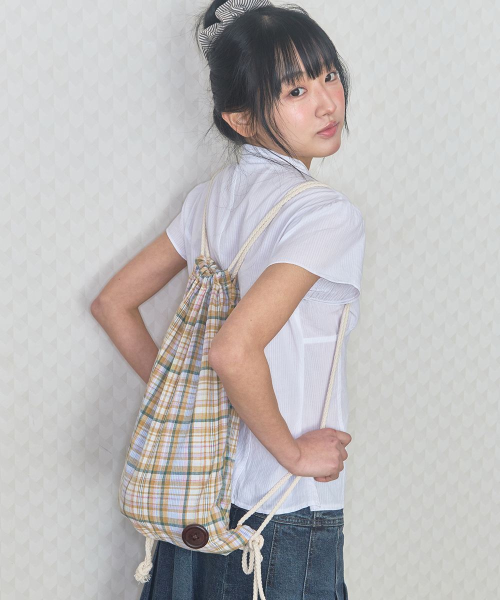 check pattern gym sack yellow