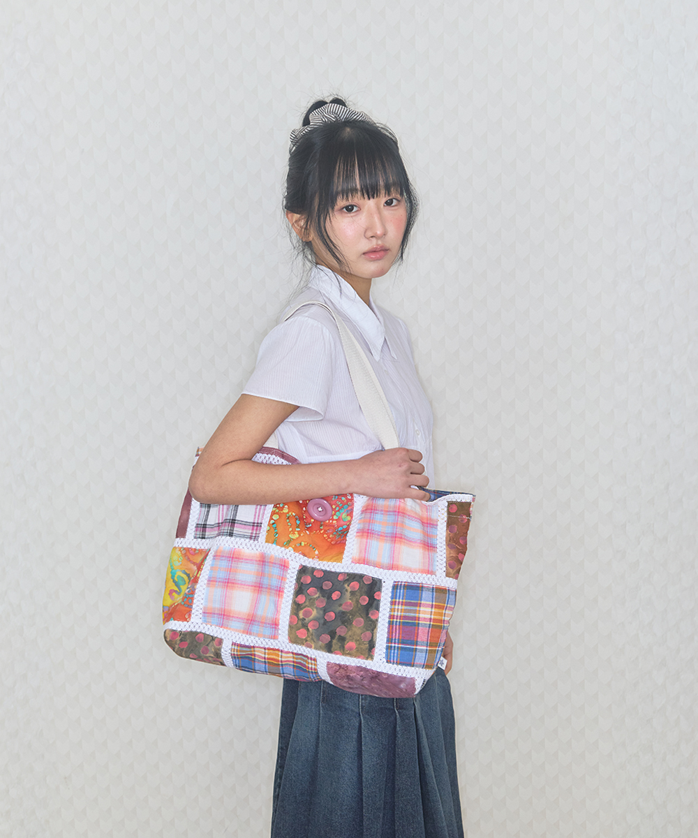 vintage patch shoulder bag purple