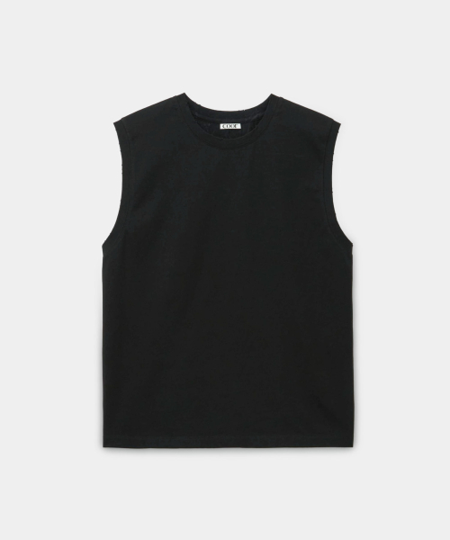 Хлопковый дистрессед топ без рукавов (Black)