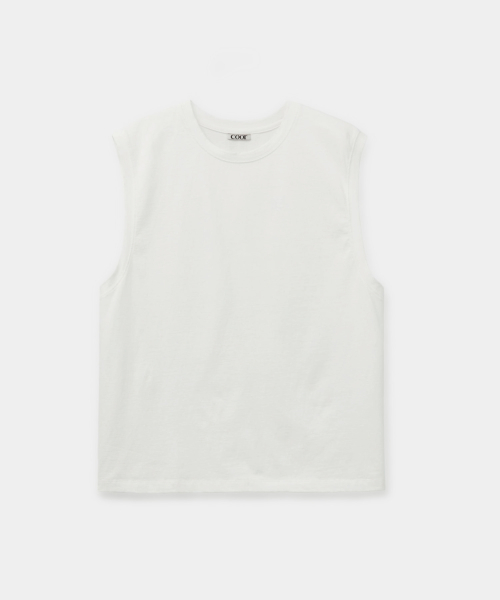 Рваный хлопковый топ без рукавов (White)
