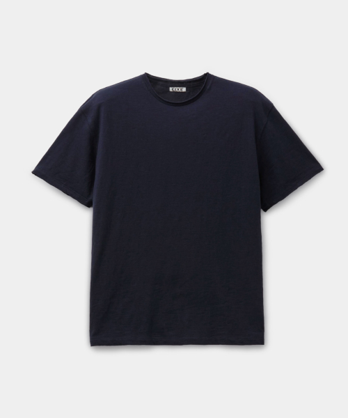Футболка из хлопкового слаба с необработанным краем (Dark Navy)