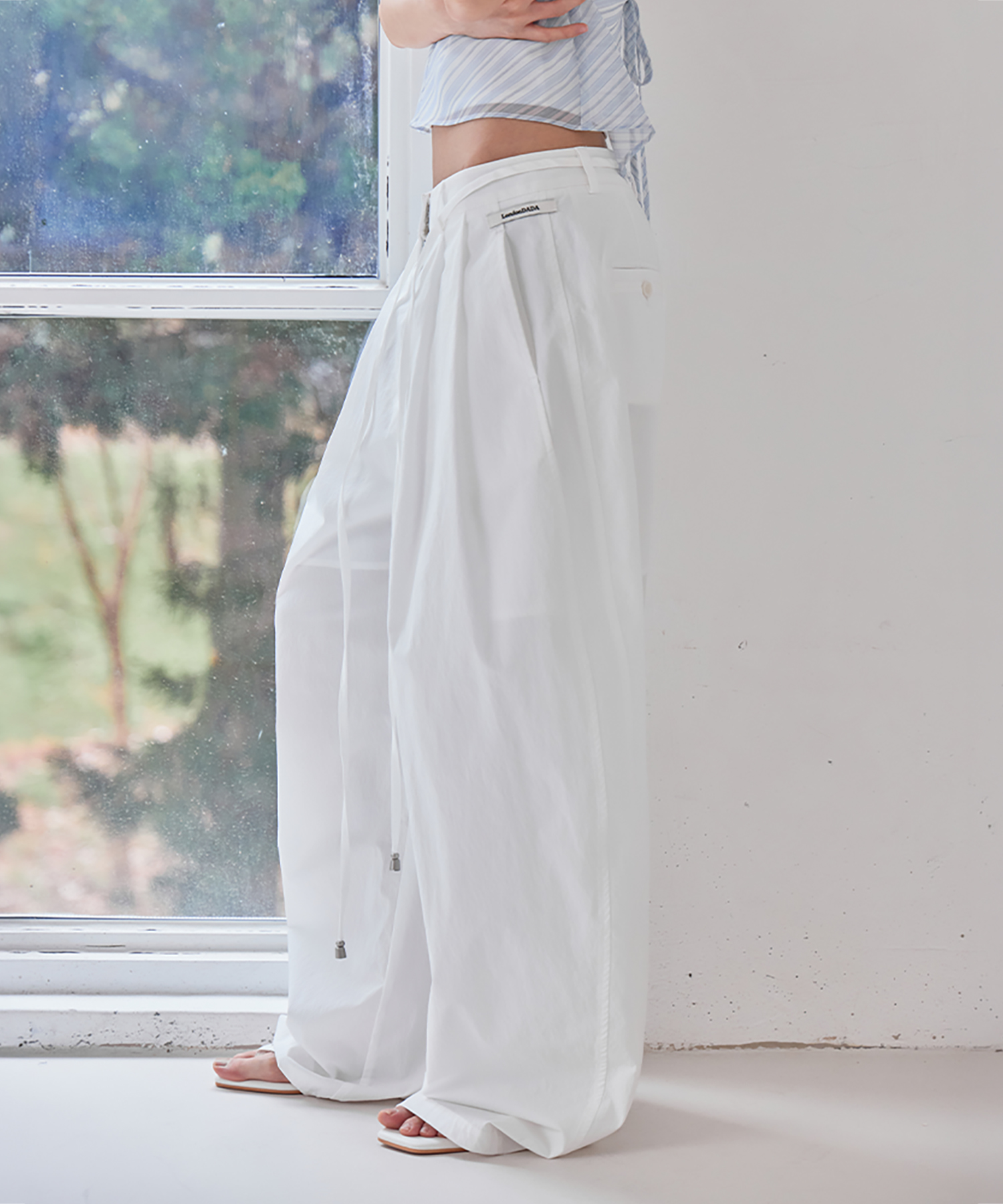 Nylon Pintuck Balloon брюки, WHITE