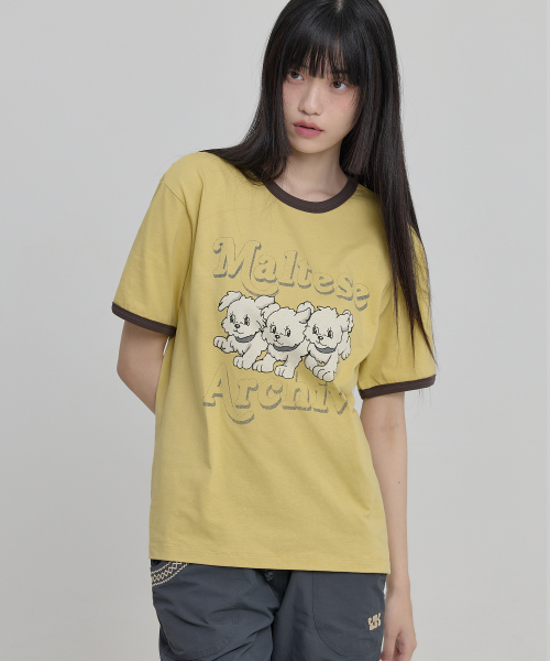Maltese Archive Ringer Half Sleeve T-shirt Ver.2 YELLOW