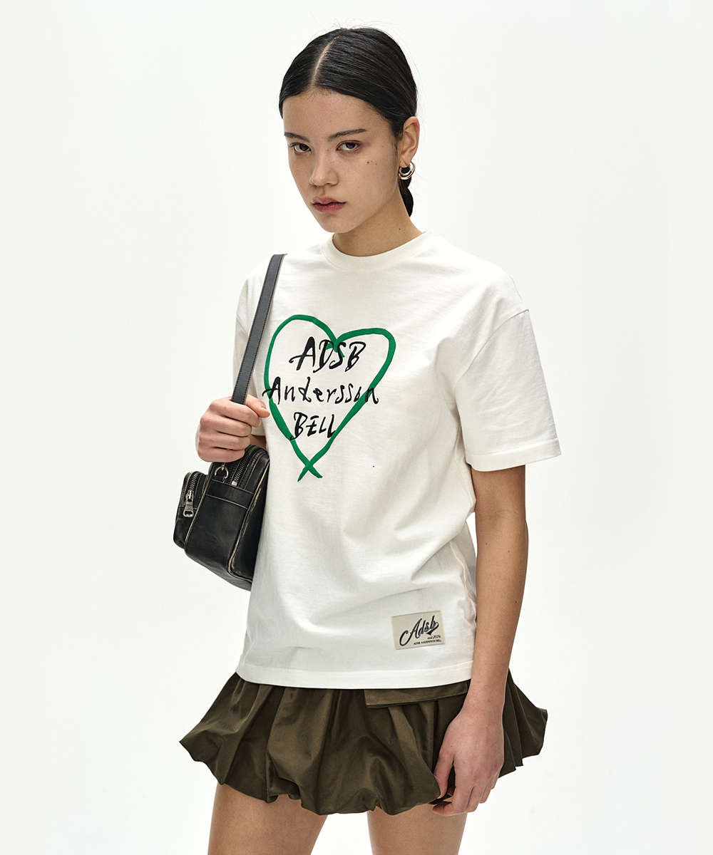 UNISEX HEART KELLY LOGO T-SHIRT atb1682u(WHITE/GREEN)