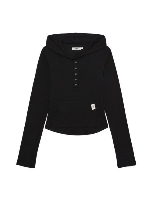 G FINE BUTTON HOODIE (BLACK)
