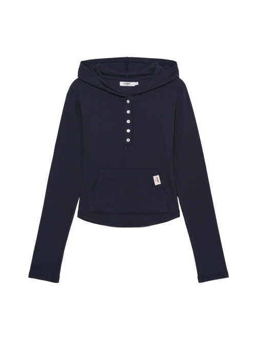 G FINE BUTTON HOODIE (NAVY)