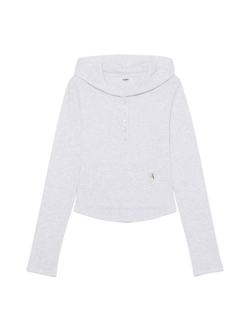 G FINE BUTTON HOODIE (MELANGE GRAY)