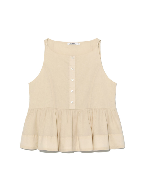 G RUFFLED BUTTON BLOUSE (BEIGE)