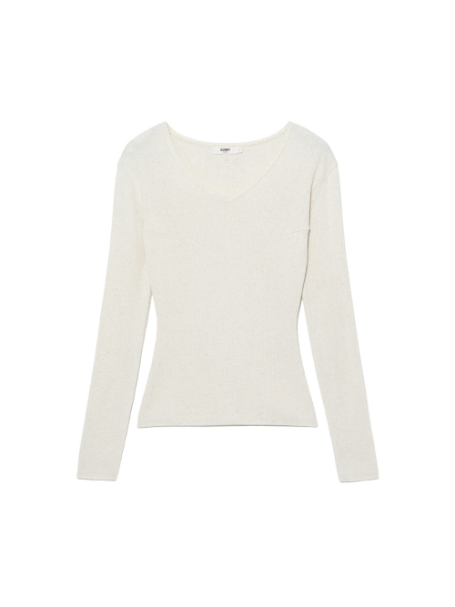 G CLASSIC RIB V-NECK KNIT (OATMEAL)
