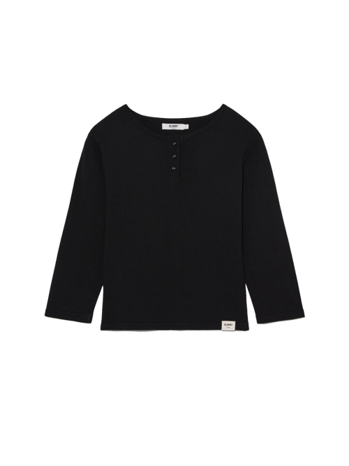 3/4 BUTTON FLY KNIT TEE (BLACK)
