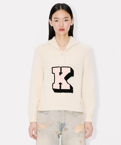 Женский трикотажный джемпер с нашивкой Kenzo K265AWKB01IVX