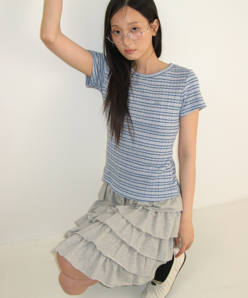 STRIPE SLIM FIT SHORT SLEEVE SOFT BLUE