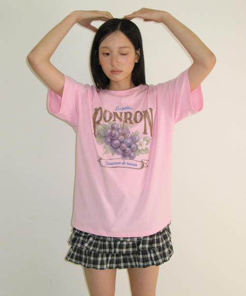VINTAGE GRAPE BASIC FIT T SHIRT PINK