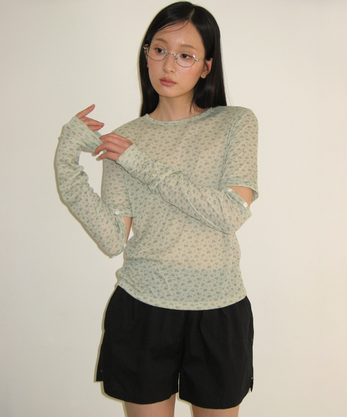 DETACHABLE BUTTON SLIM LONG SLEEVE GREEN