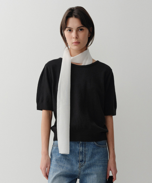 GLEN BOUCLE KNIT TOP (BLACK)