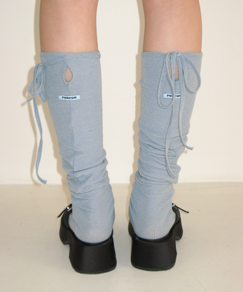 LOGO STRING KNEE SOCKS BLUE