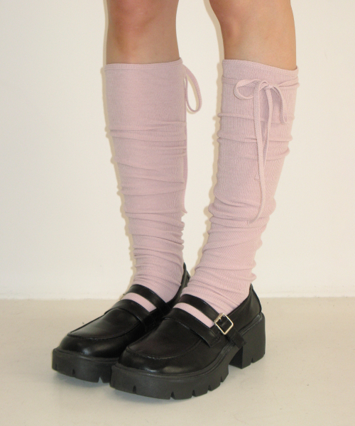 LOGO STRING KNEE SOCKS PINK
