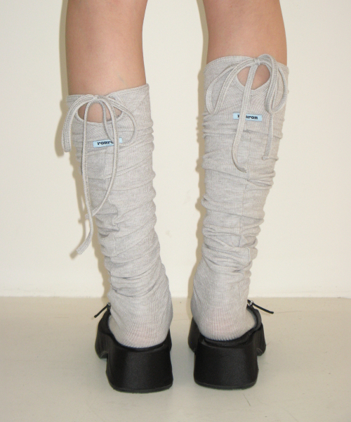 LOGO STRING KNEE SOCKS GREY