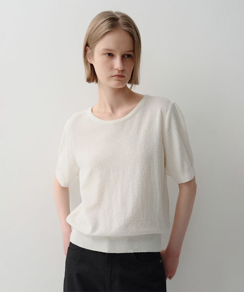 GLEN BOUCLE KNIT TOP (WHITE)