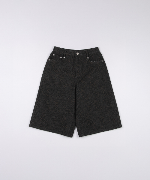LEOPARD BERMUDA PANTS CHARCOAL